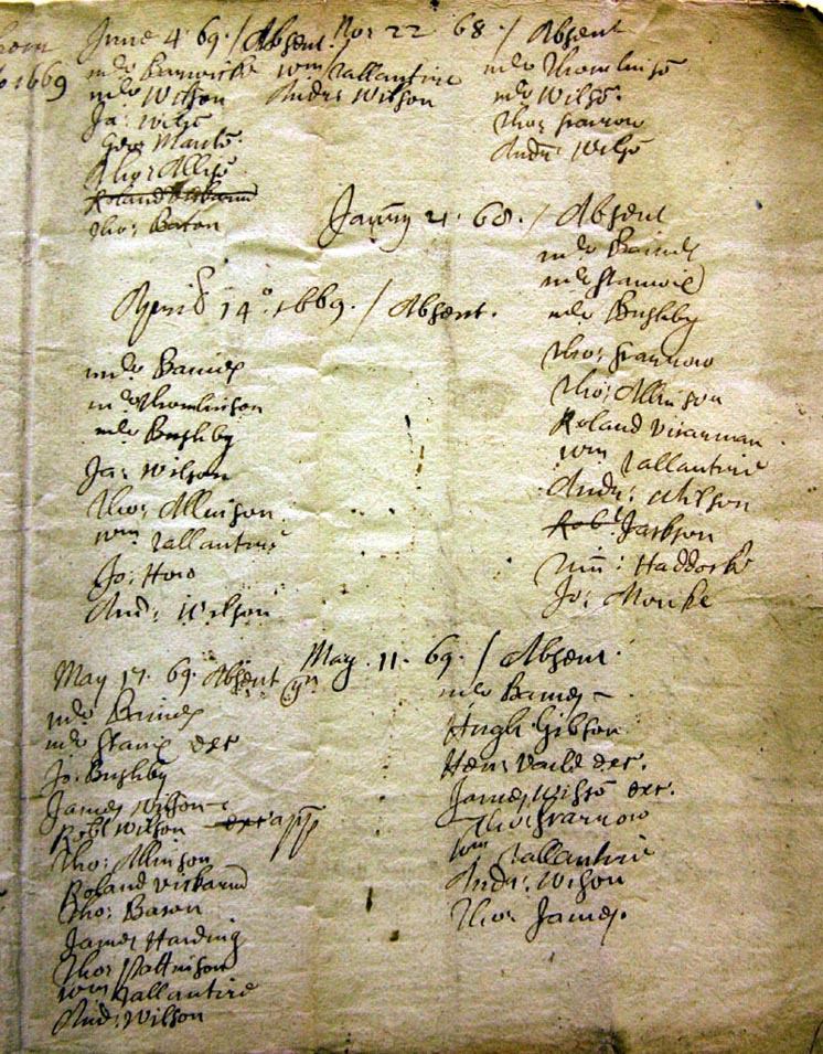 Absentees from Carlisle Council 1669